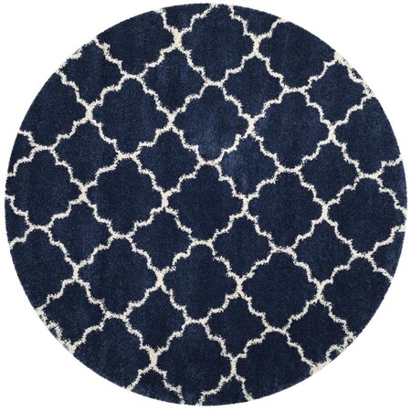 Safavieh 9 x 9 ft. Hudson Shag Power Loomed Round Area Rug; Navy & Ivory SGH282C-9R